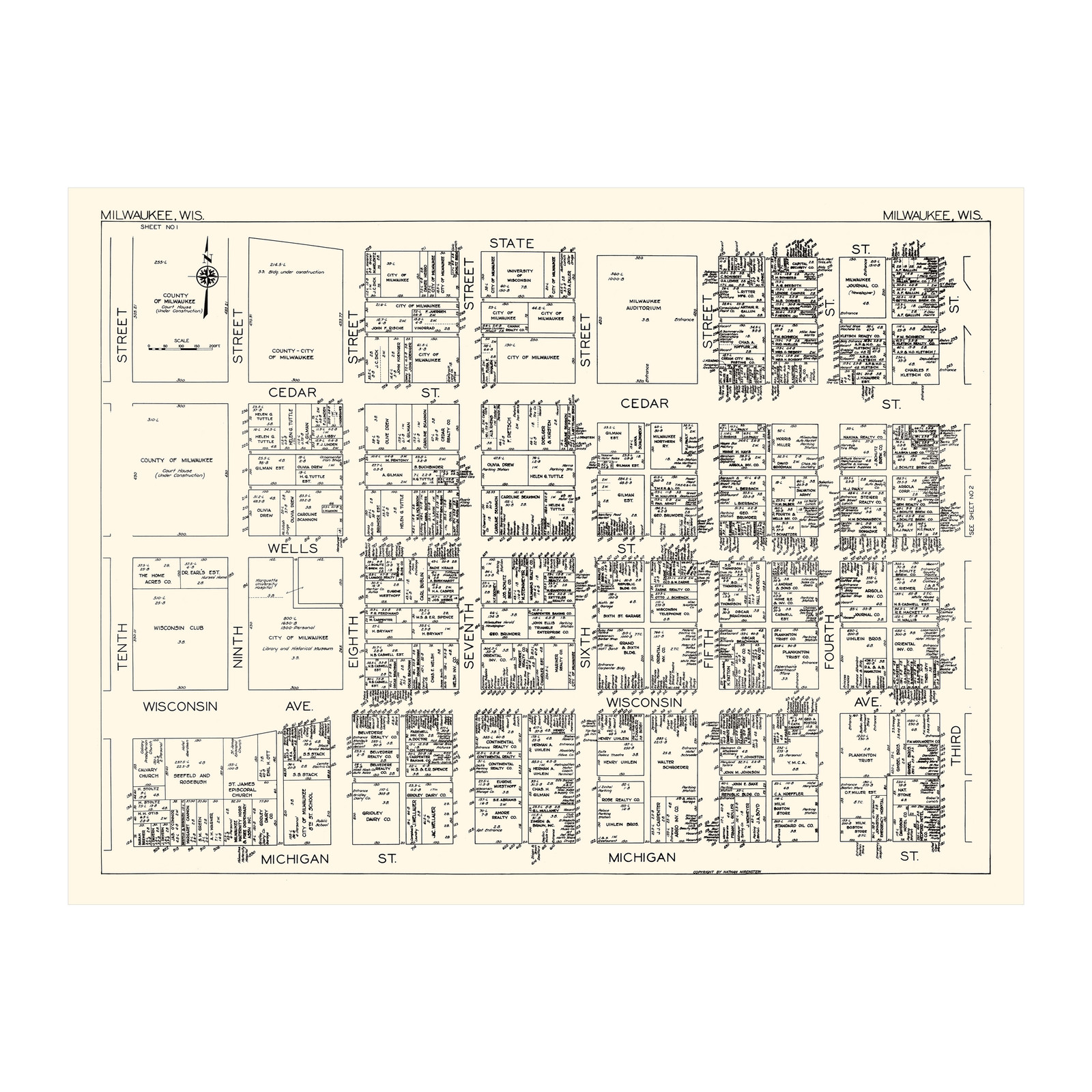 Old Map of Milwaukee, WI 1929 – Vintage Milwaukee Wisconsin
