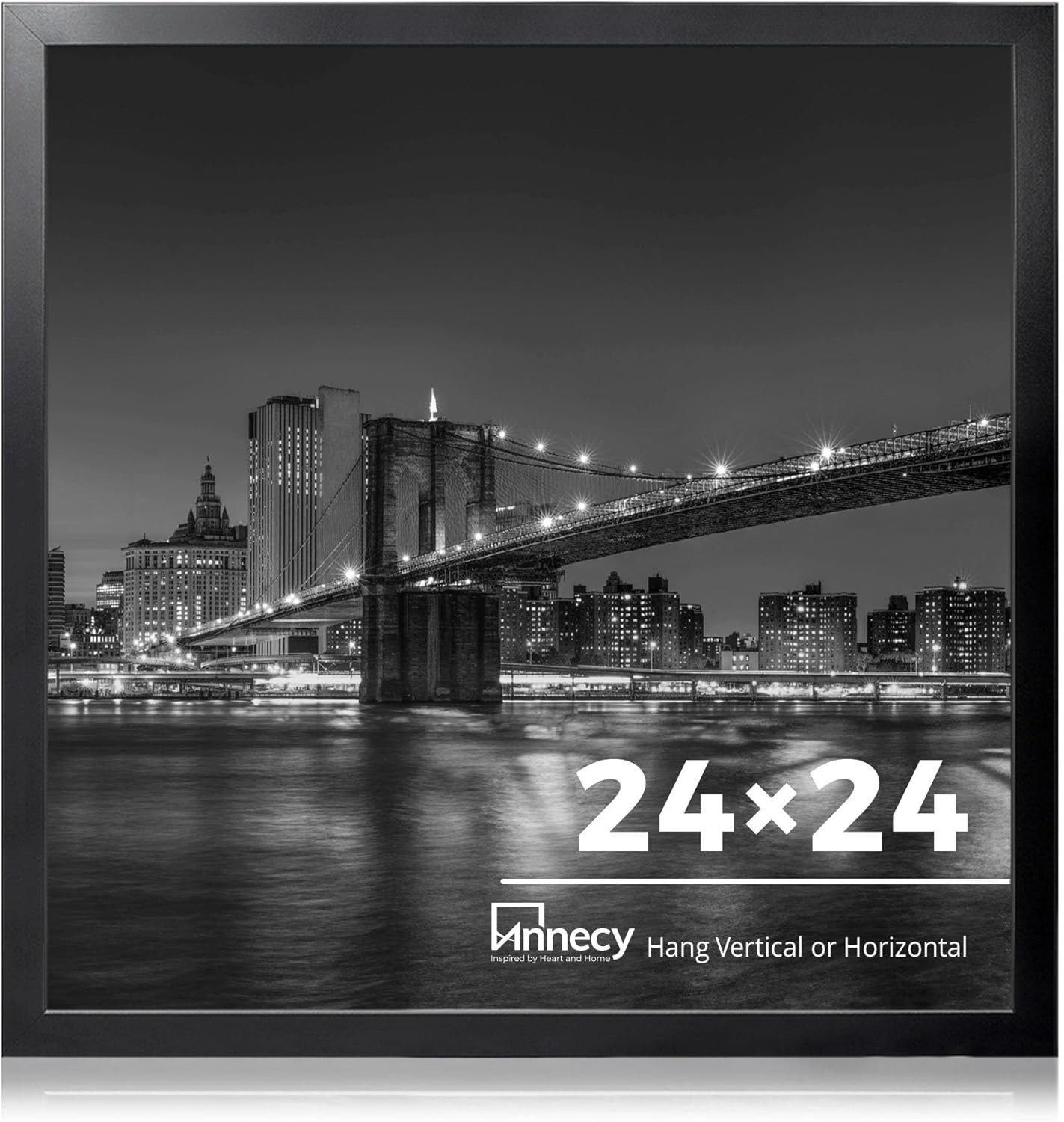 24×24 Picture Frame Black（1 Pack）, 24 x 24 Picture Frame for Wall Decoration, Cl