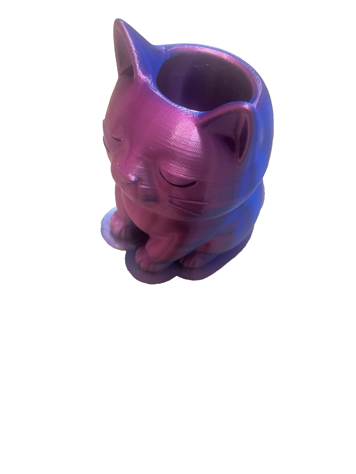 3D Printed Cat Vase – Silk Pla Dual Color – Minimalist Home Accent