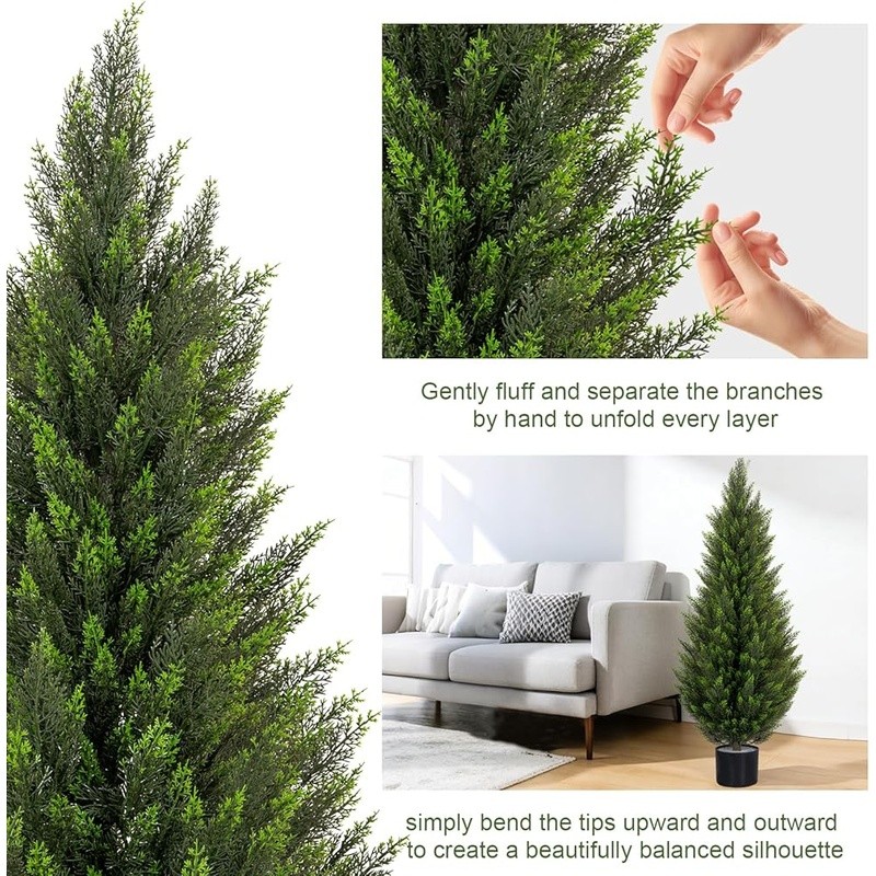 Artificial Cedar Topiary Tree UV Resistant Faux Plant Easy Care Indoor Outdoor