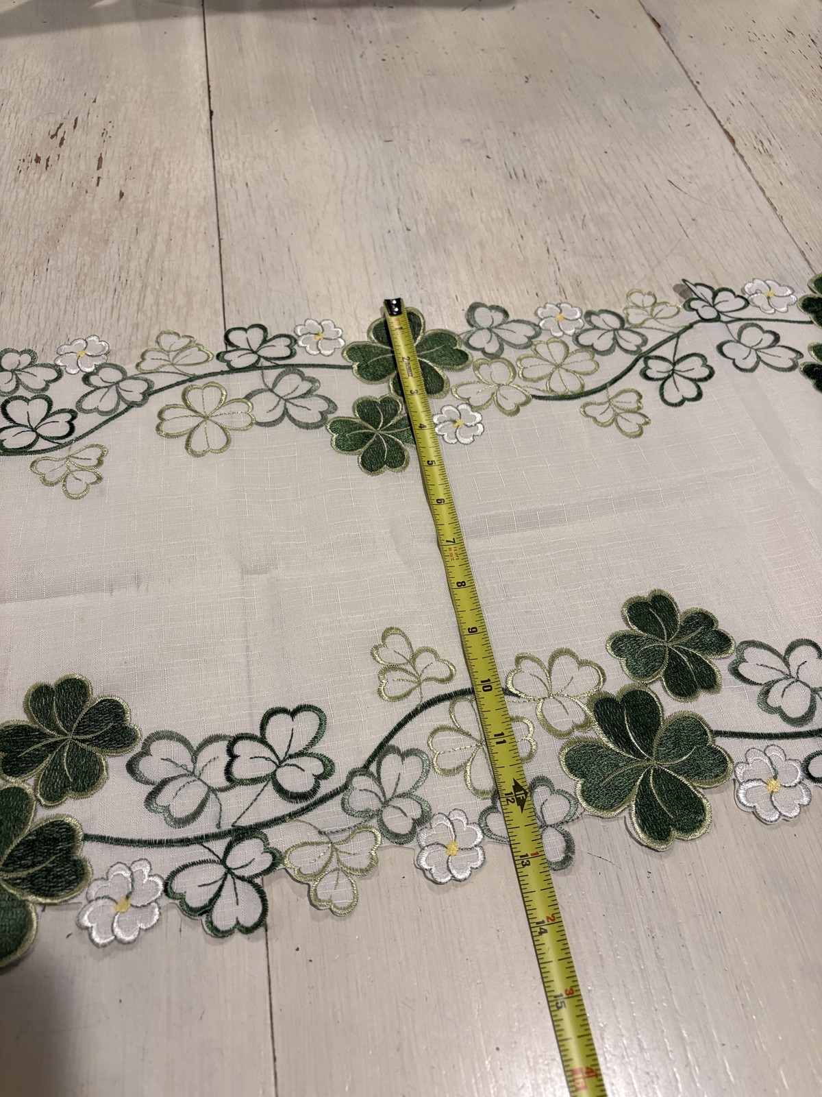 Ridgefield Home Table Runner Shamrock Embroidered Clover Decor 70in St Patrick&rsquo;s