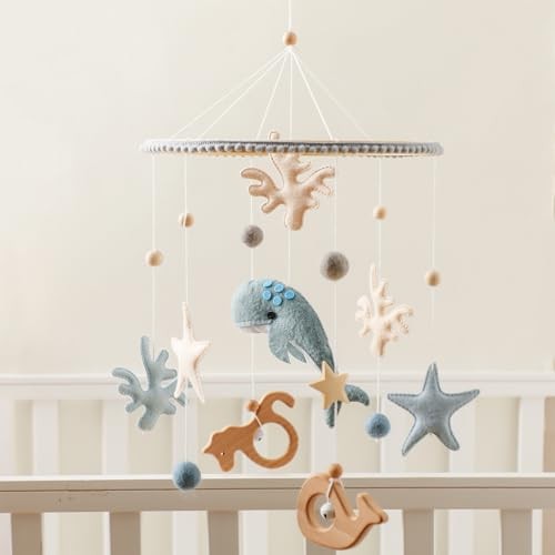 Baby Crib Mobile Ocean Whale Nursery Handmade Ceiling Mobile Unisex
