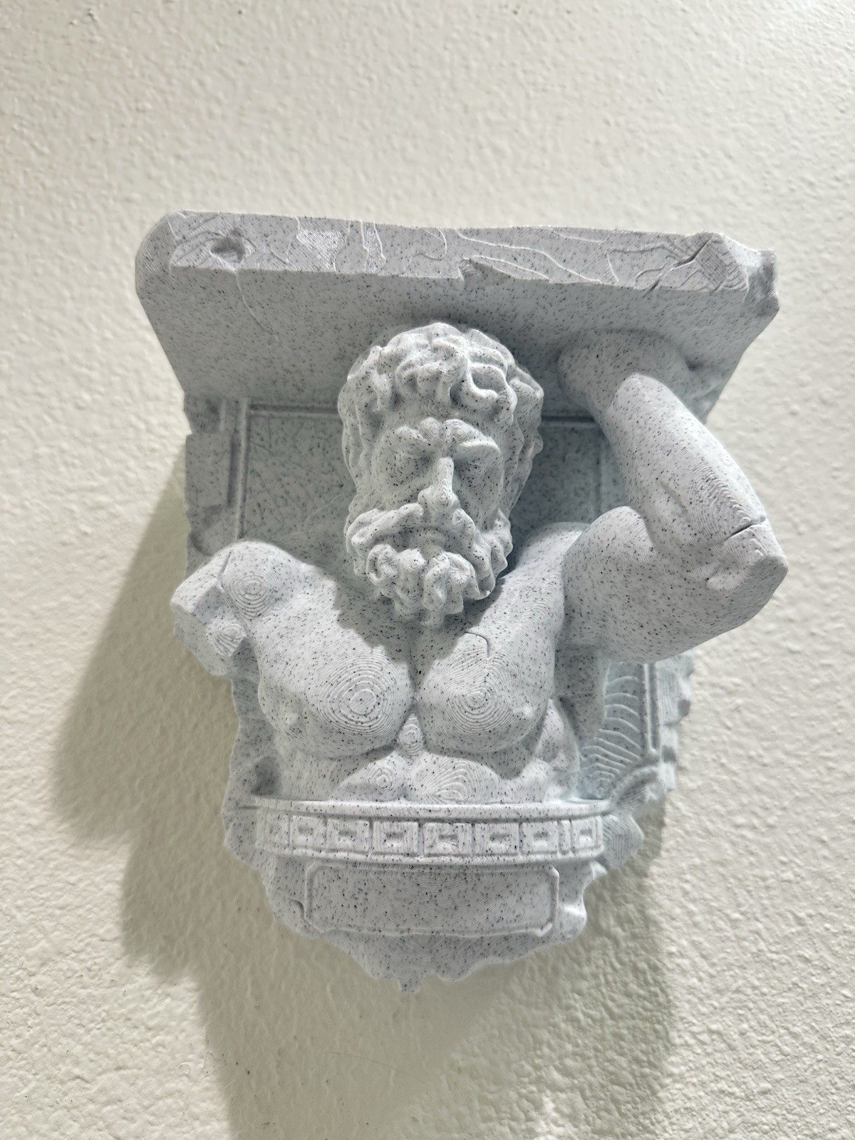 Atlas Titan Greek Statue Wall Shelf Bracket Stone Style Mythology Decor Mount 8”