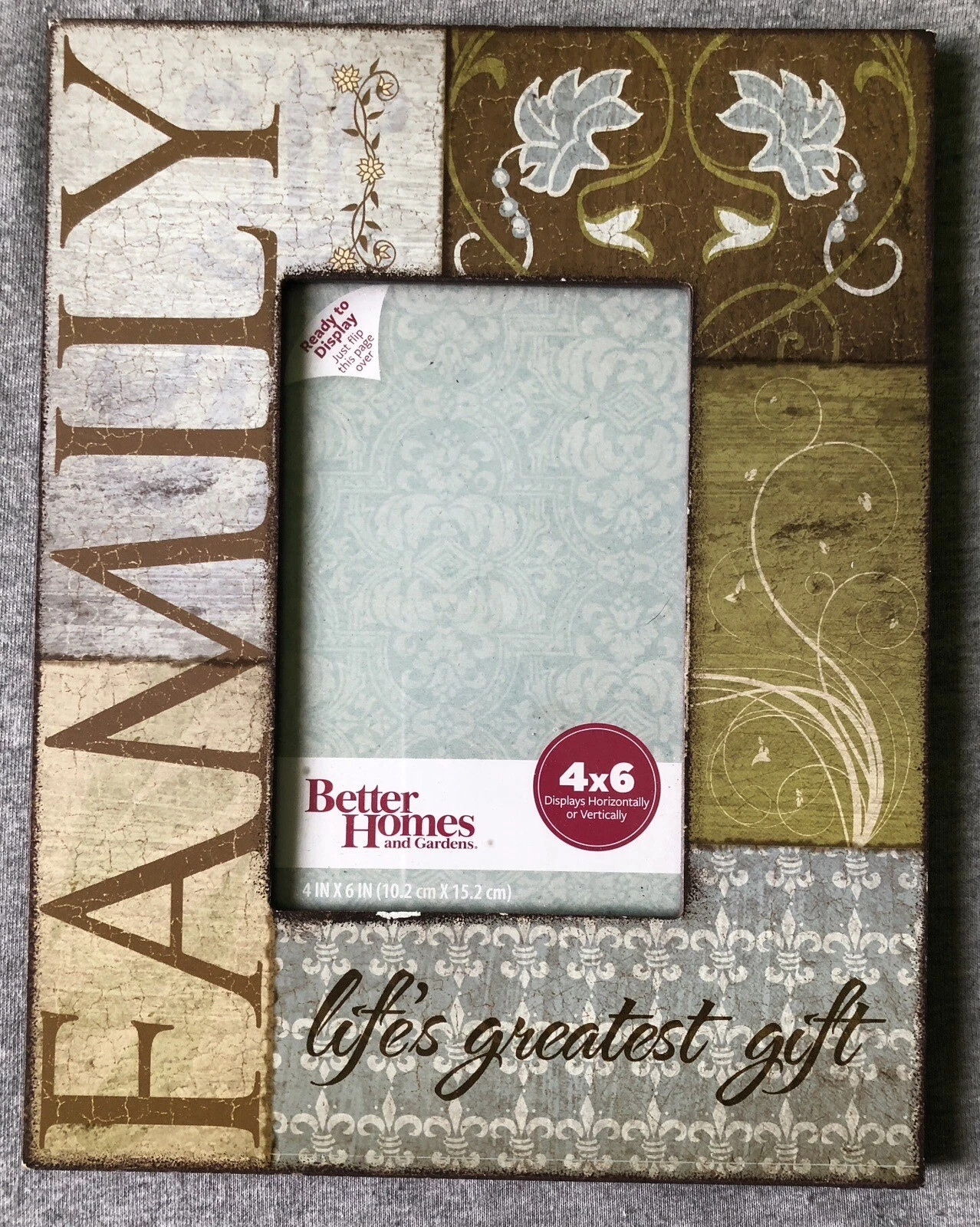 Better Homes & Gardens 4×6 Family Decoupage Picture Frame Vertical or Horizontal