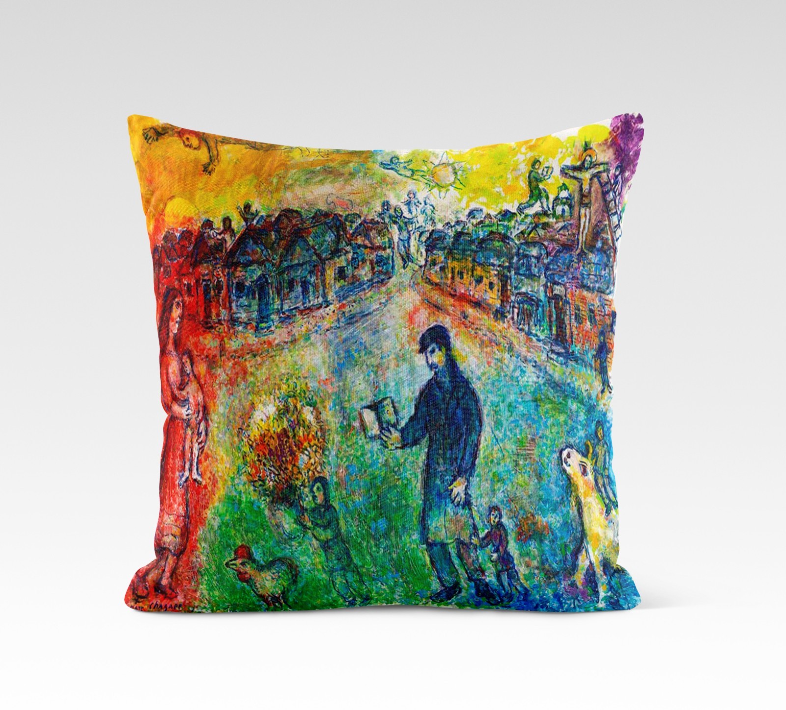 stretched canvas art print giclée – poster pillow. marc chagall le voyageur.
