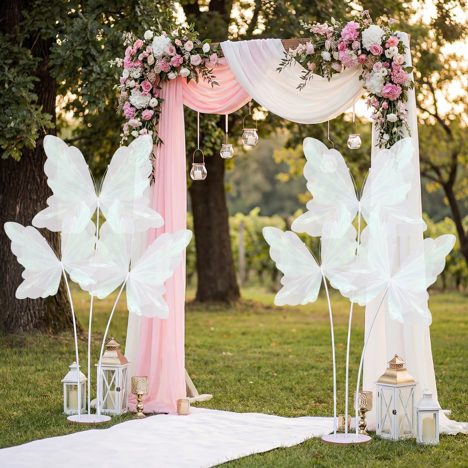 3 PCS 19.7in Giant Butterfly Decorations White Large Flying Butterflies, Arti…