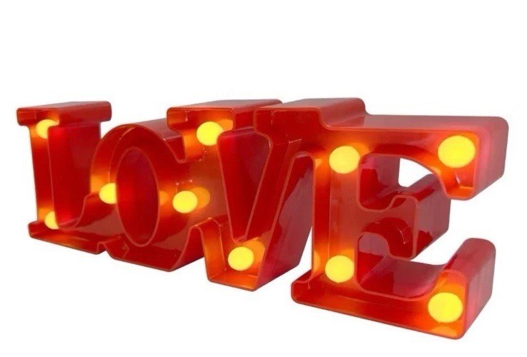 LED Light Up Letter – Love Red Light Decorations, New In Box