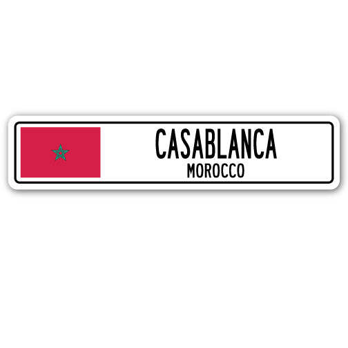 CASABLANCA MOROCCO Street Sign Moroccan flag city country road wall gift
