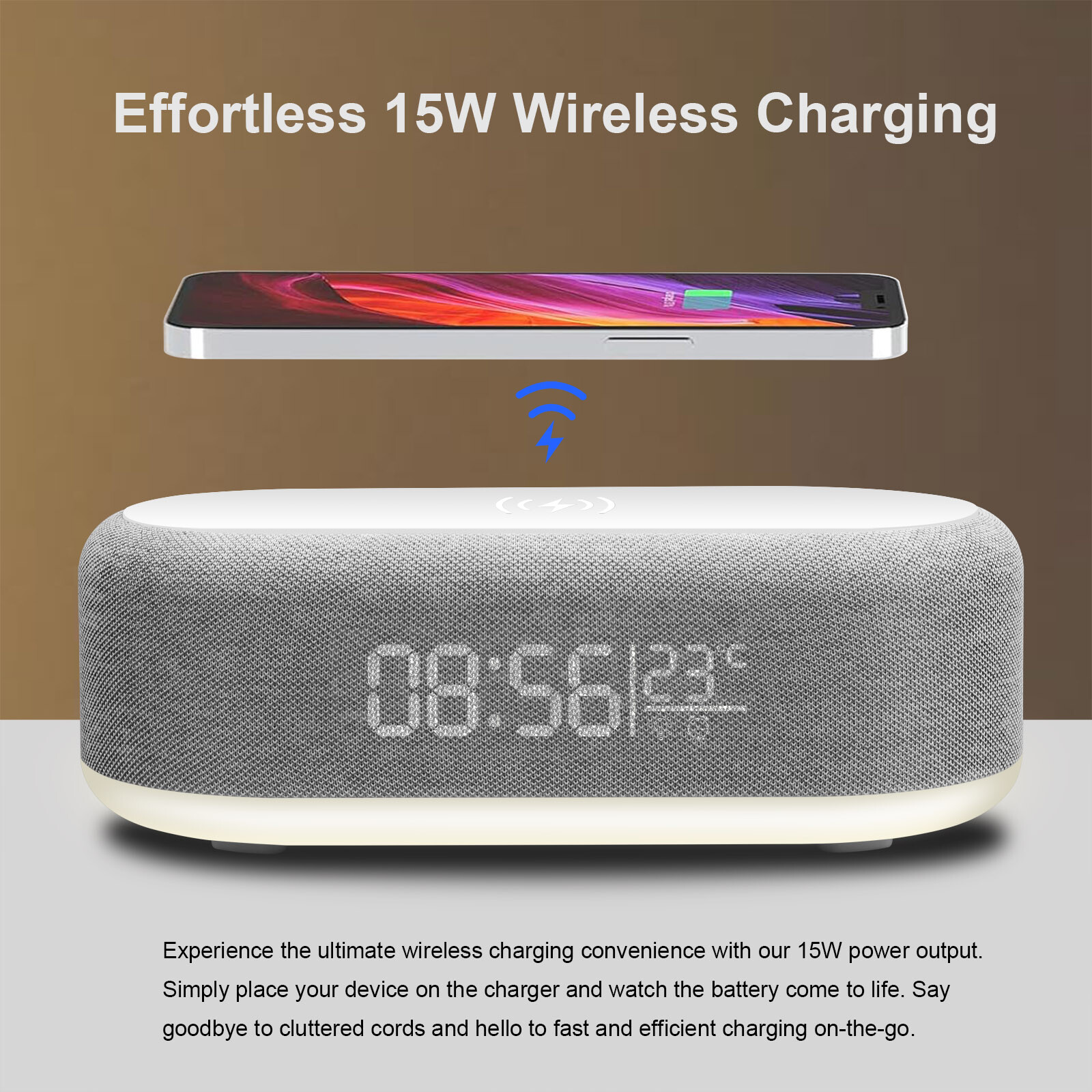Wireless Charger With Alarm Clock Night Light For iPhone Air 17 16 Samsung S25+