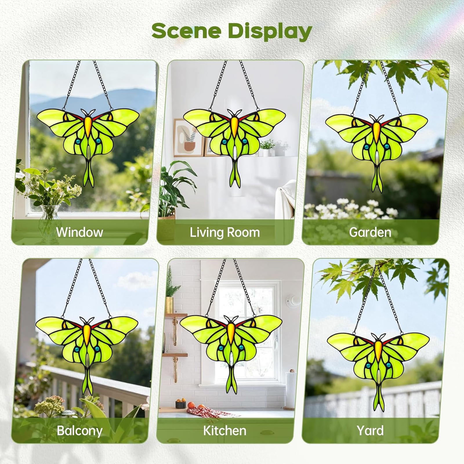 Stained Glass Window Hanging Luna Moth Suncatcher Handmade Glass Butterfly Decor