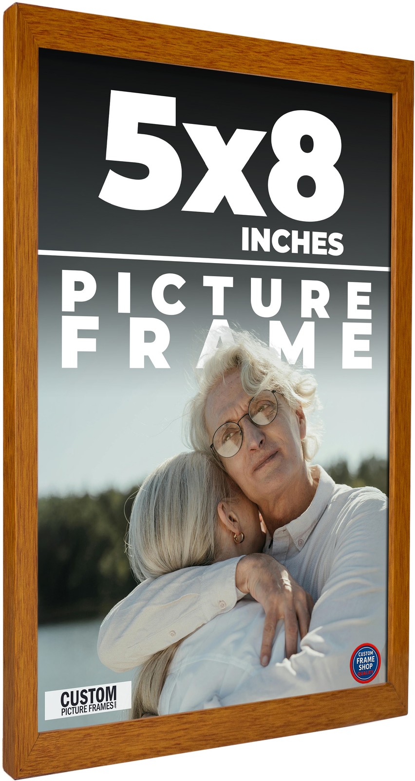 5×8 In Honey Brown Real Wood Picture Frame Width 0.75 inches | Interior Frame De