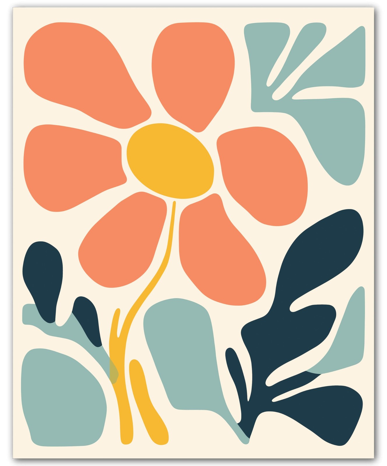 Botanical Peach Folklore Daisy Folklore Floral 8×10 Floral Print Wall Art Poster