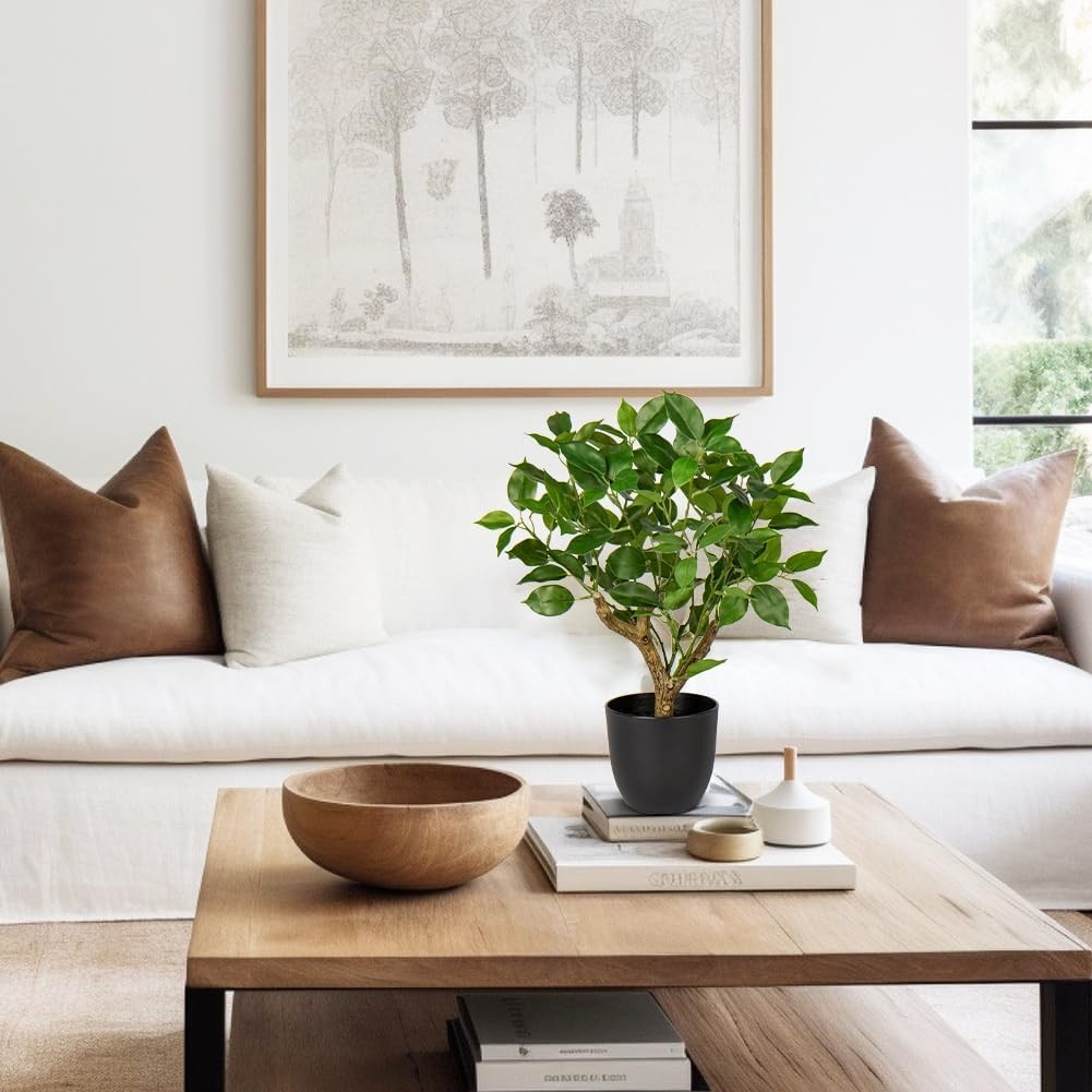 Artificial Tree, 17 » Ficus Bonsai, Premium Faux Planted Potted Decor for Home