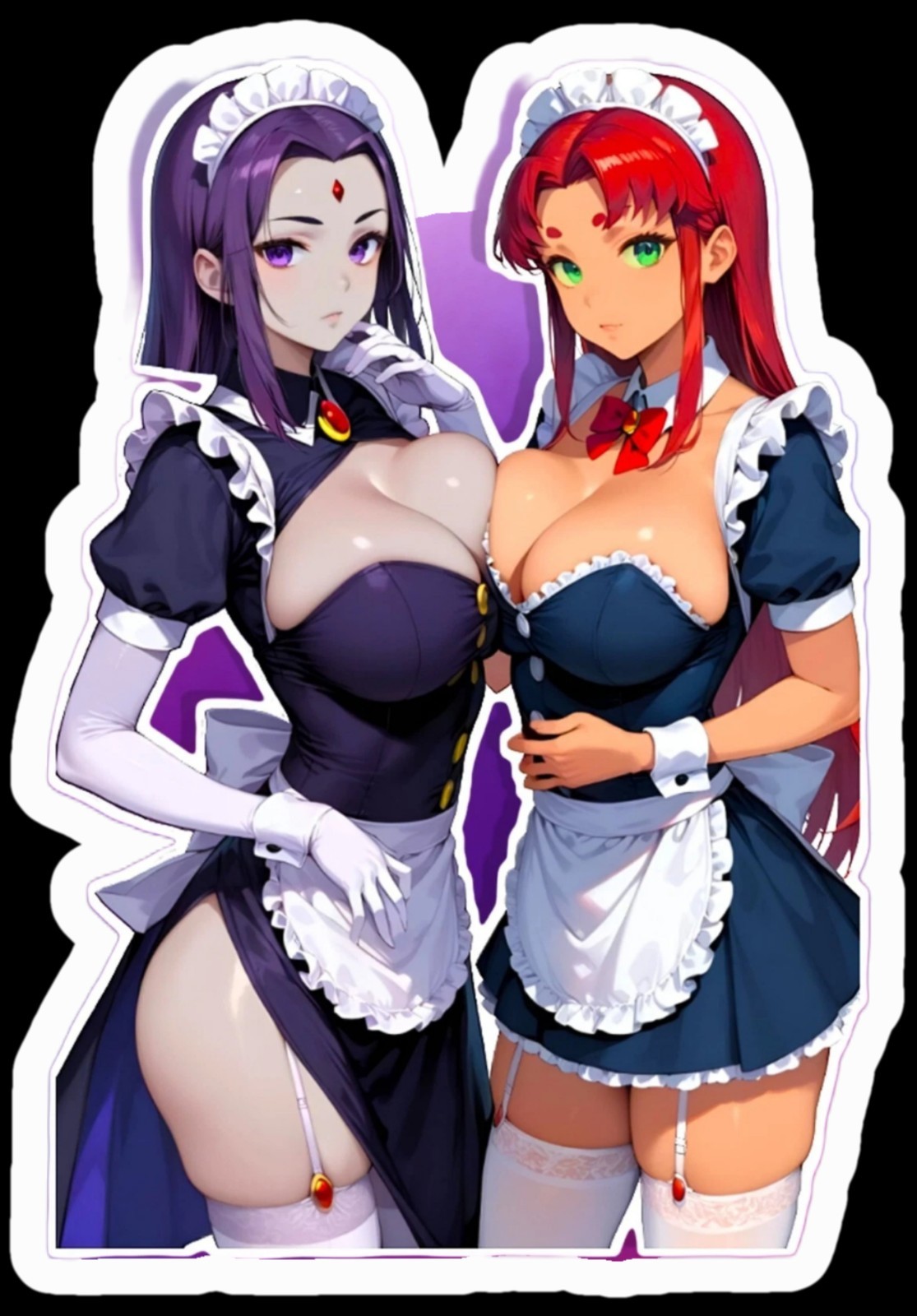 Teen Titans Sexy Maid Waifusn4&Prime;x4&Prime; Sticker Glossy Henti Decal