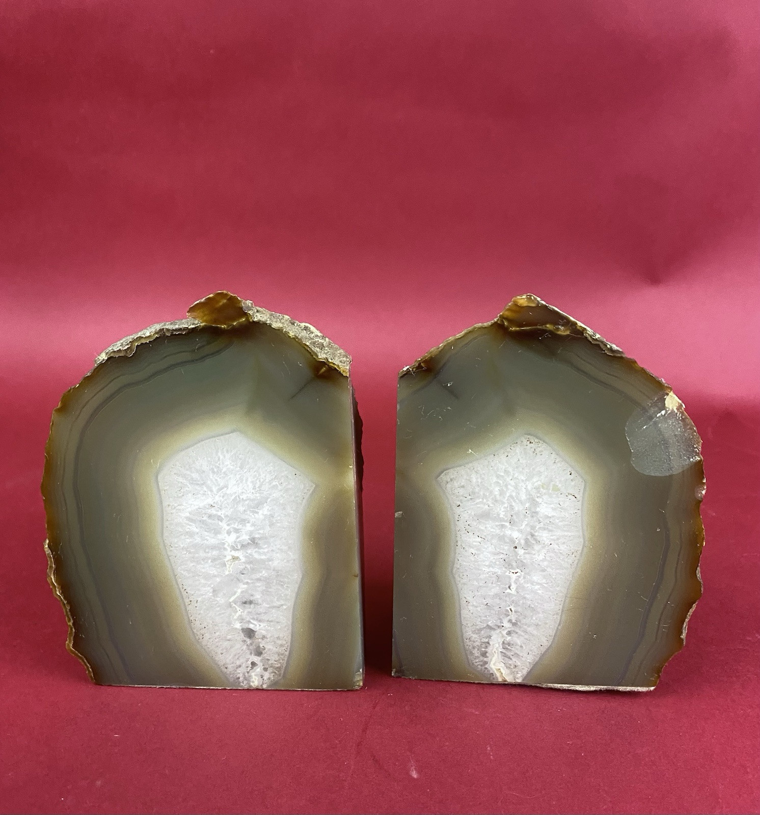 Geode Bookends 5 1/2” 7 Pounds Polished Thunder Eggs AS IS