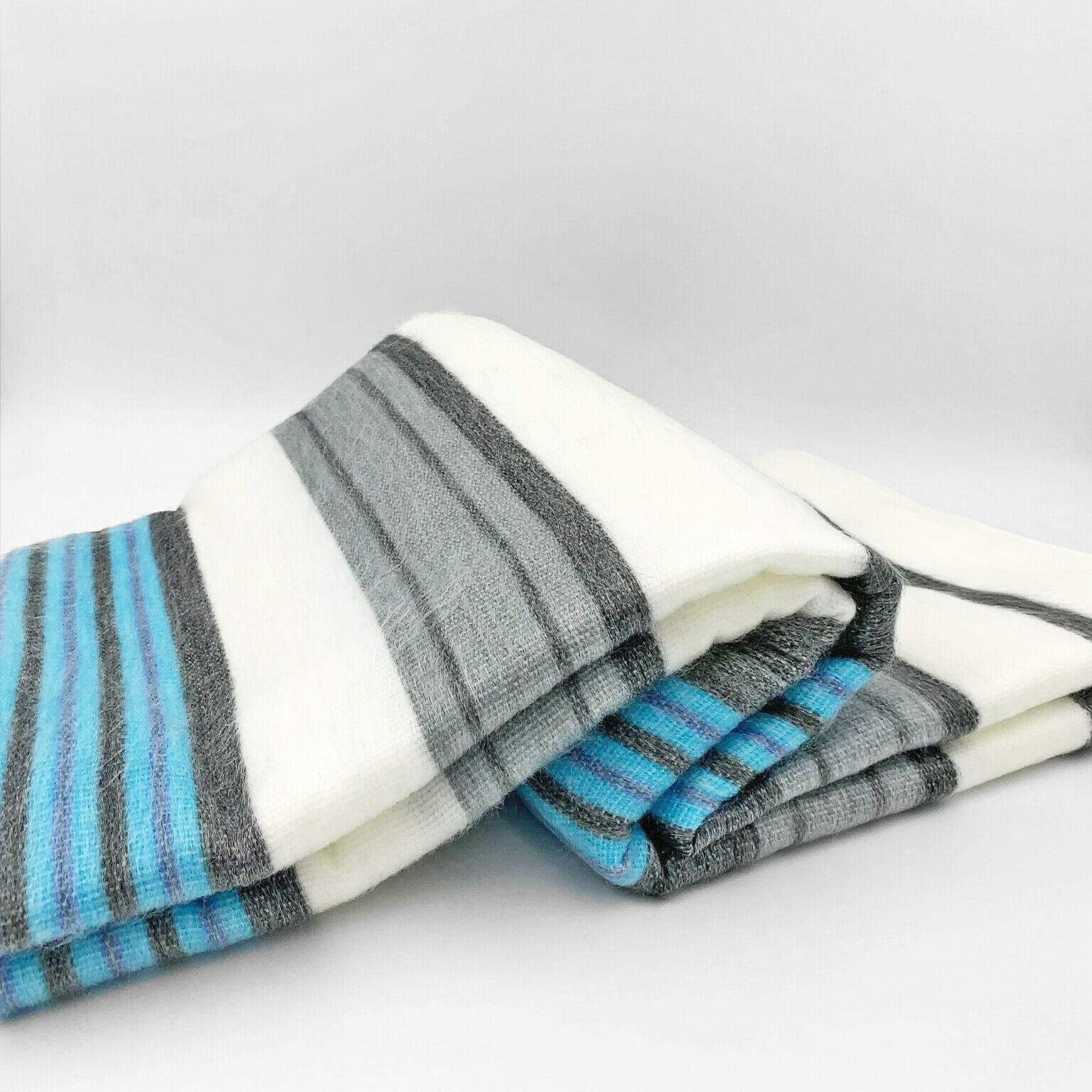 SOFT & WARM STRIPED ALPACA LLAMA WOOL BLANKET PLAID 90&Prime;x65&Prime; QUEEN