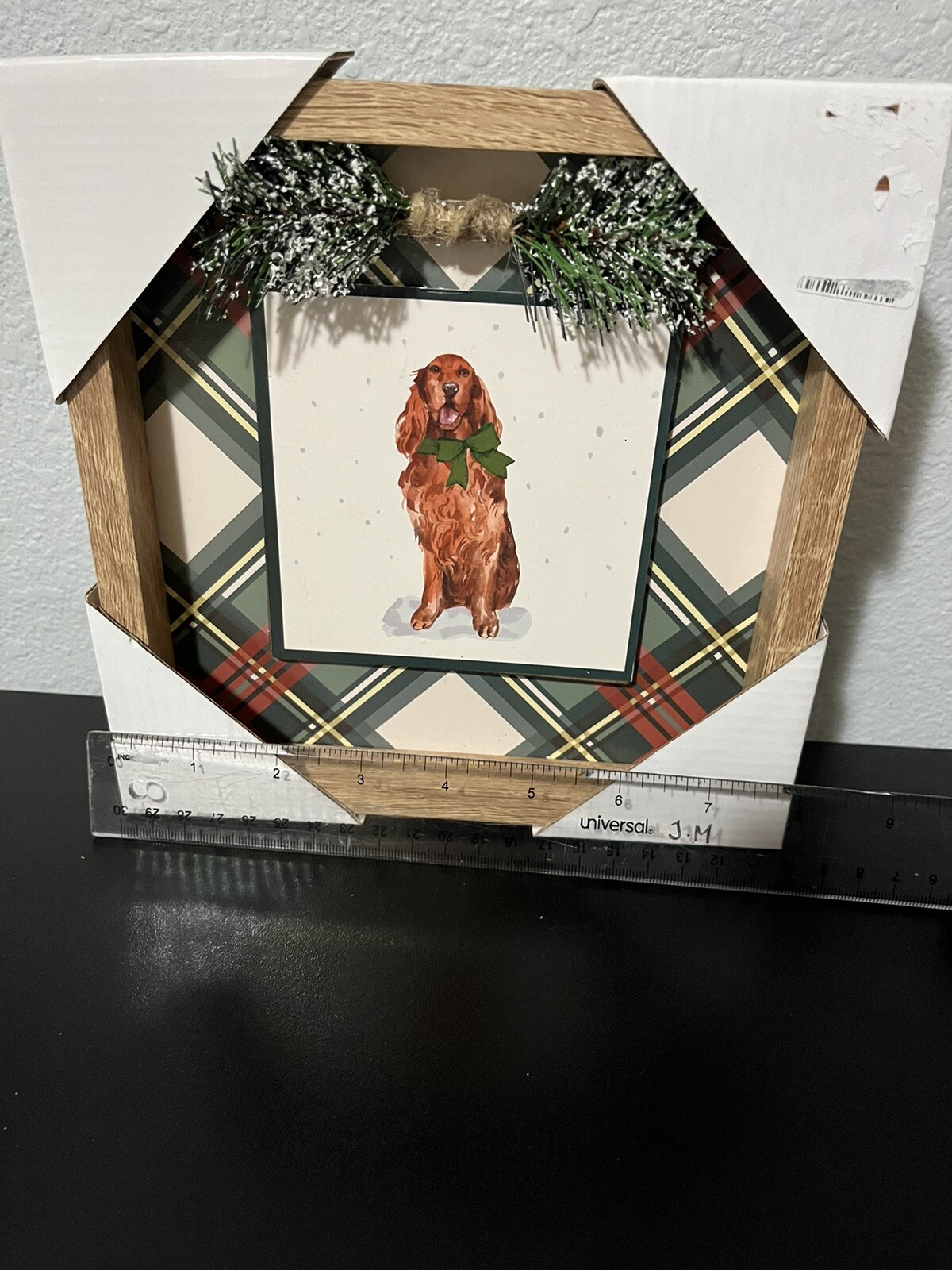 Christmas Dog Wood Frame Wall Picture Home Decor, 3 pieces, 8”x8”