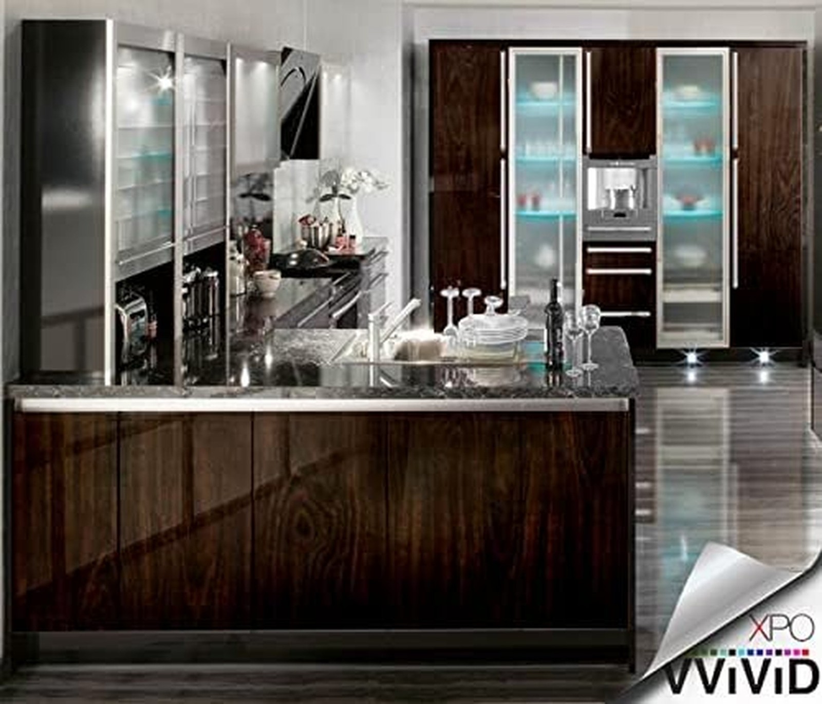 VVIVID High Gloss Dark Brown Cedar Striped Wood Grain Faux Finish Textured Vi…