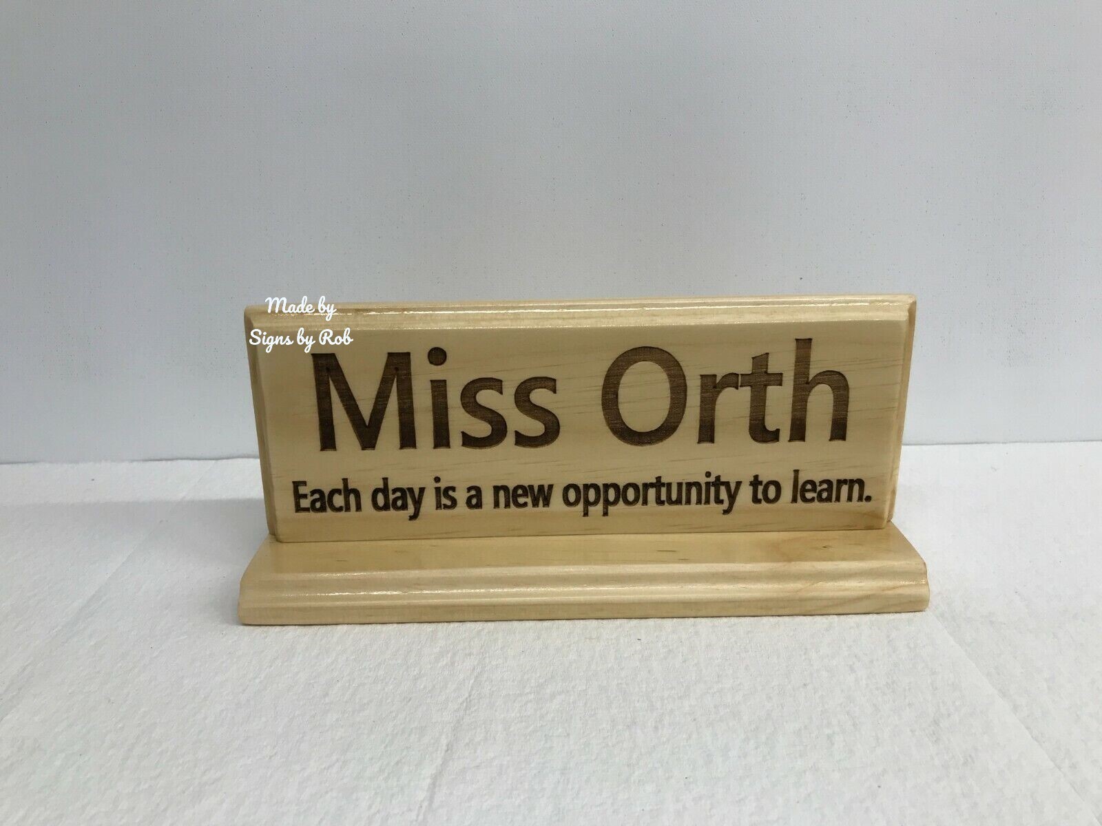 3.5&Prime; x 9&Prime; x 4&Prime; custom made desk name plaque  » text of your choice » great gift.