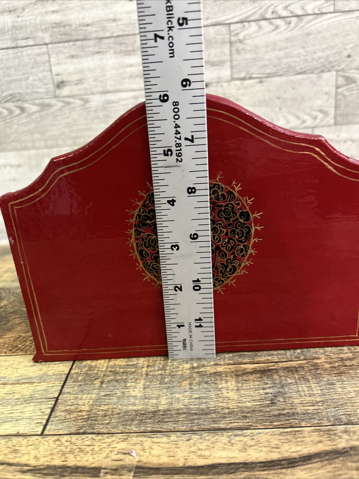 Vintage Wood Lacquer Letter Rack Holder Lacquered Red