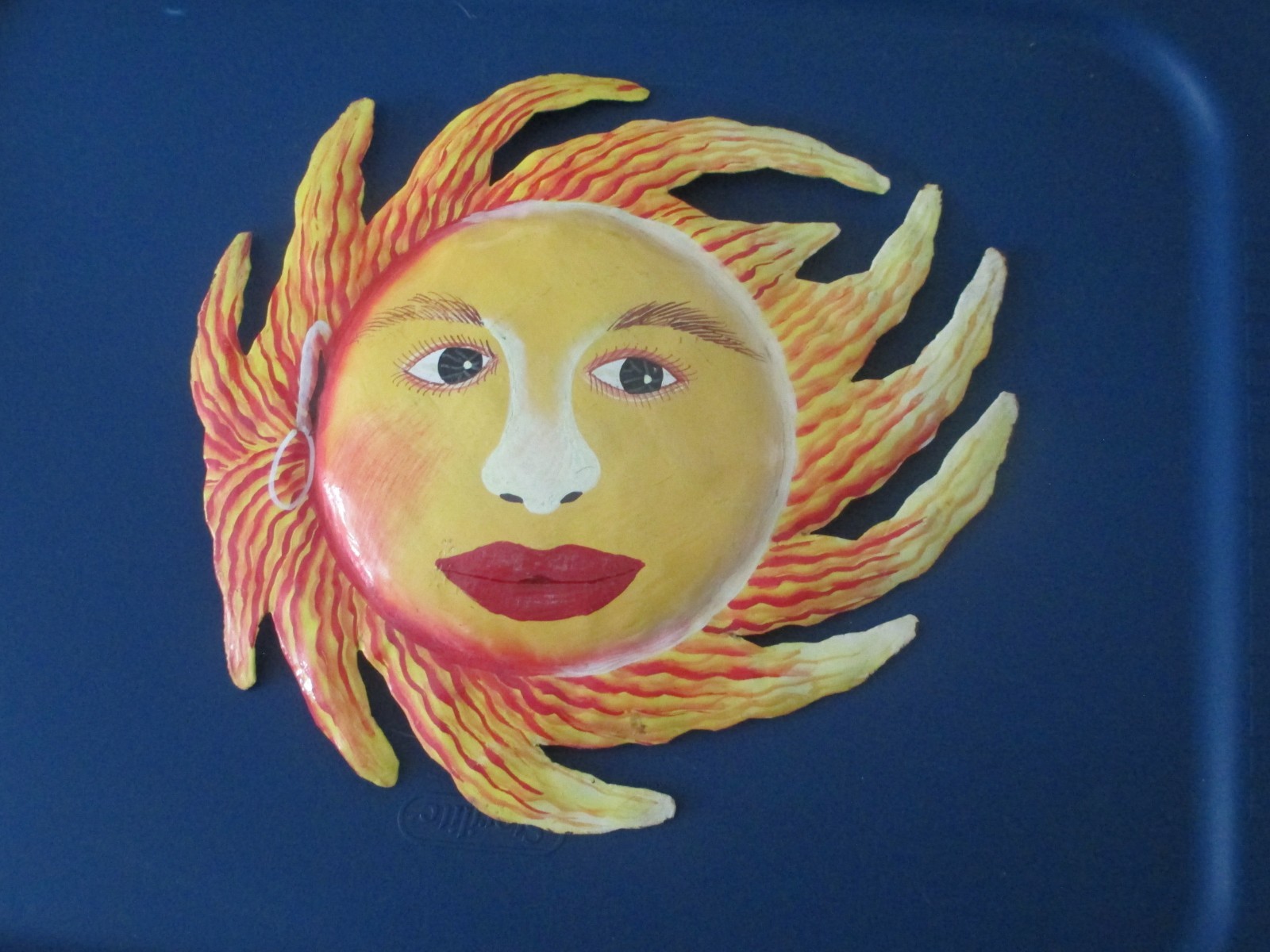 Painted Metal Sun Face Wall Decor