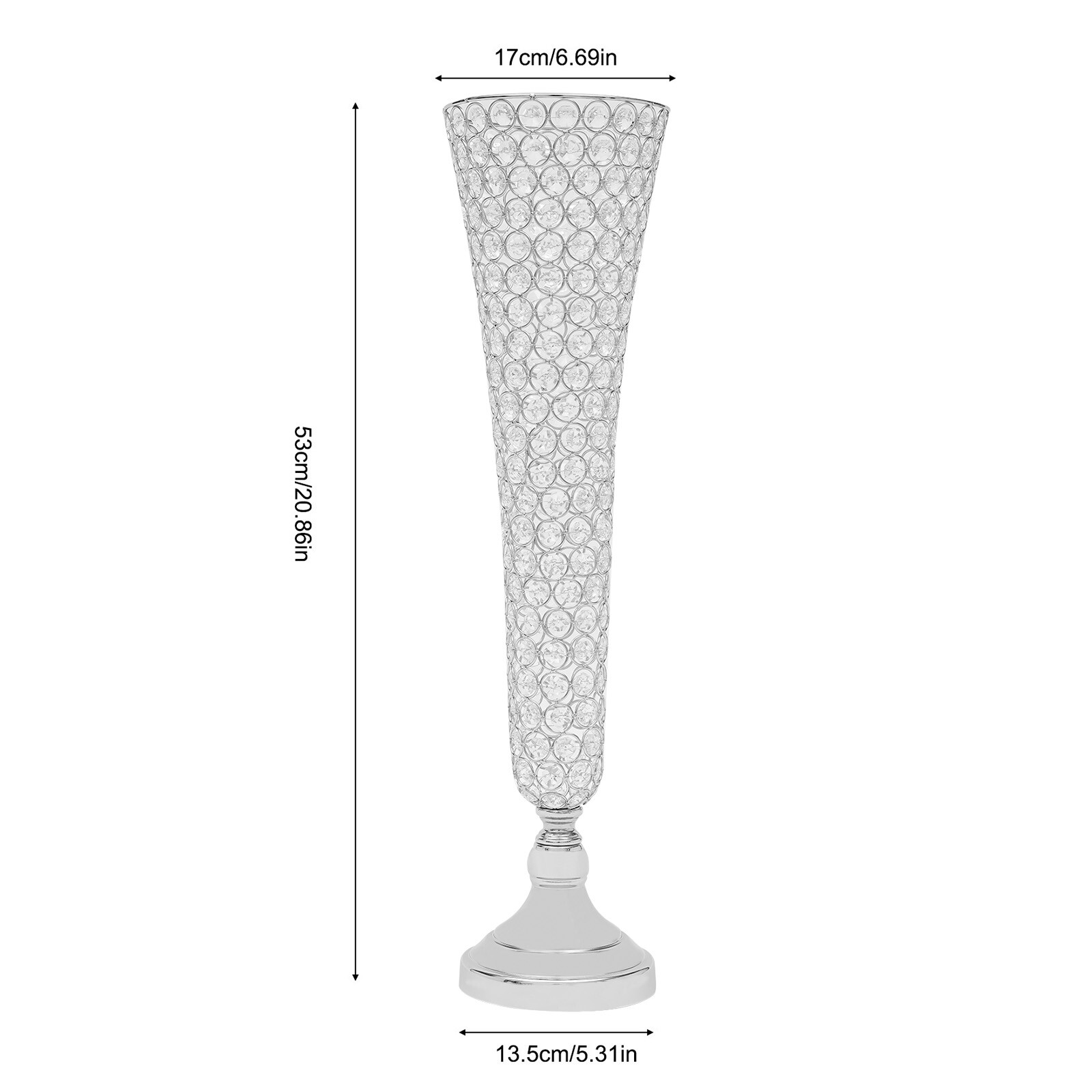 2 pcs Silver Wedding Table Crystal Flower Stand For Anniversary Ceremony Party