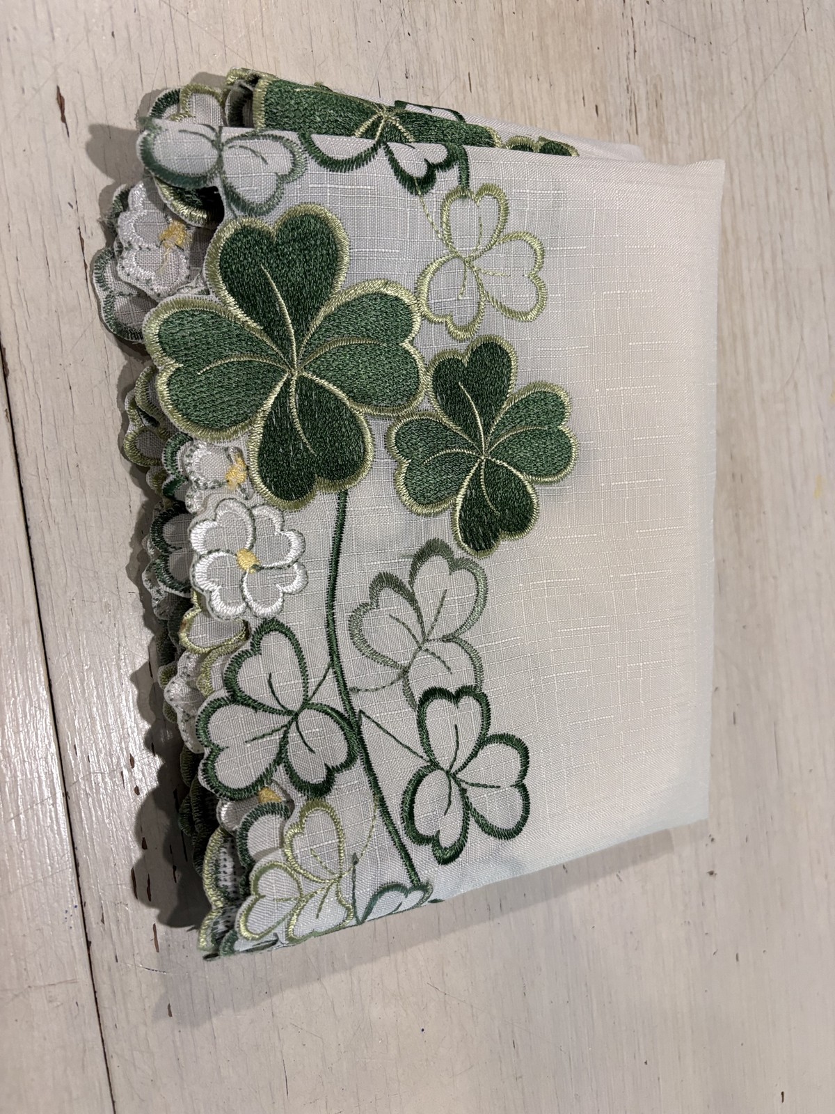 Ridgefield Home Table Runner Shamrock Embroidered Clover Decor 70in St Patrick&rsquo;s
