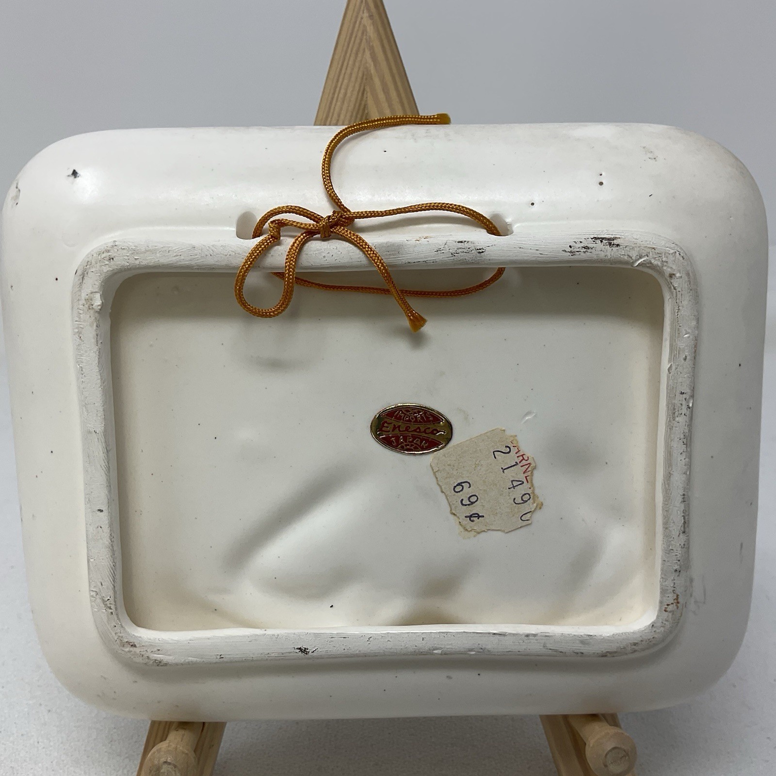 Vintage 3D Porcelain Deer Woodland Scene Small Wall Plaque 5.75&Prime; x 4.75 Enesco