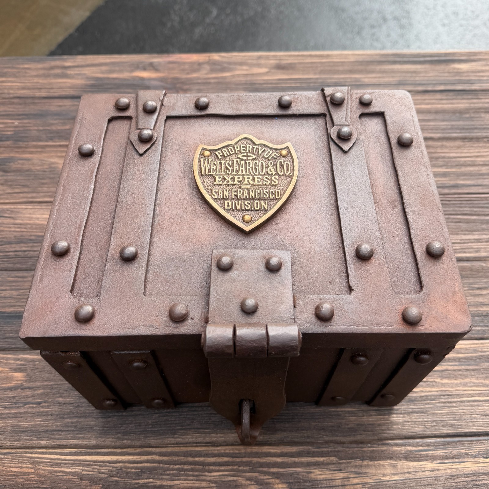 Old West Cast Iron Strong Box | San Francisco Division Express Co. Chest Decor