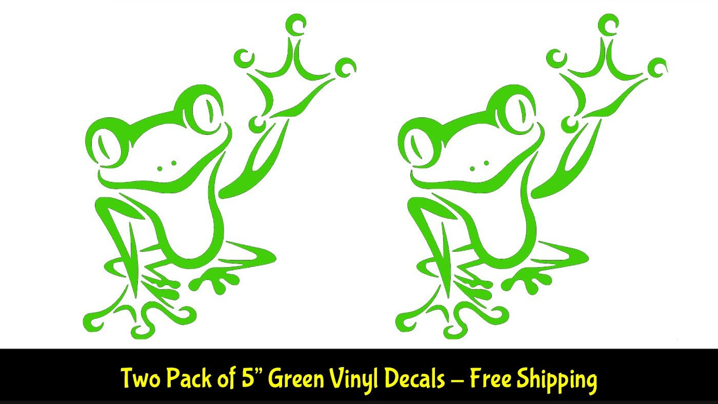 Tree Frogs Two 5&Prime; x 4&Prime; Green Vinyl Decals Car Windows Laptop Tablet