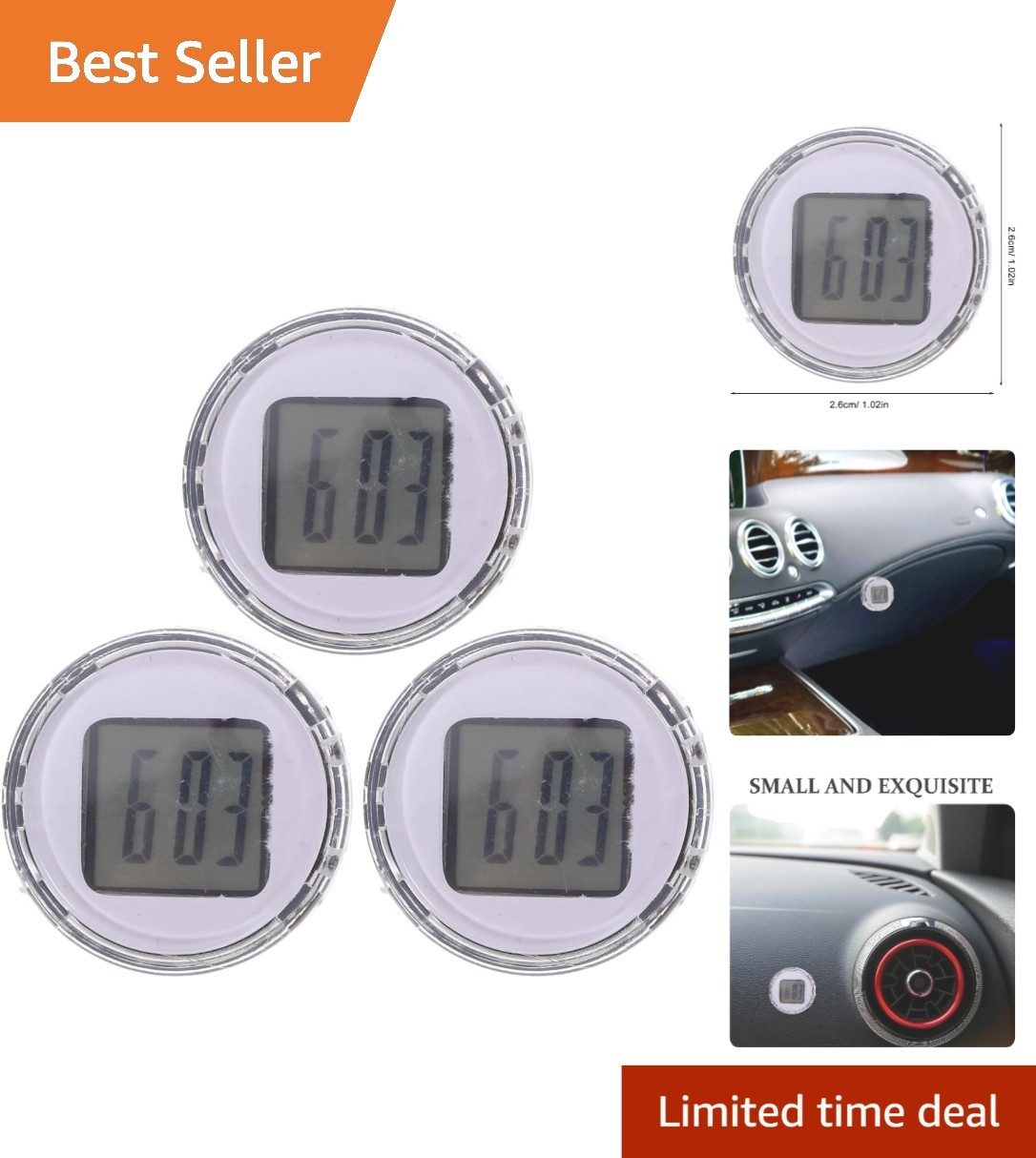 Sleek Mini Waterproof Digital Clock for Cars and Motorcycles – Easy Stick-on
