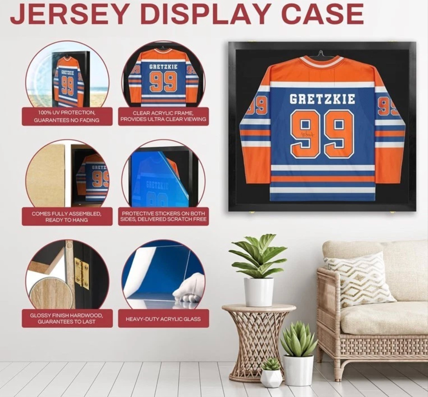 Jersey Display Case 38 x 35 In XXXL Black Uniform Wood Frame USA Wall Cabinet