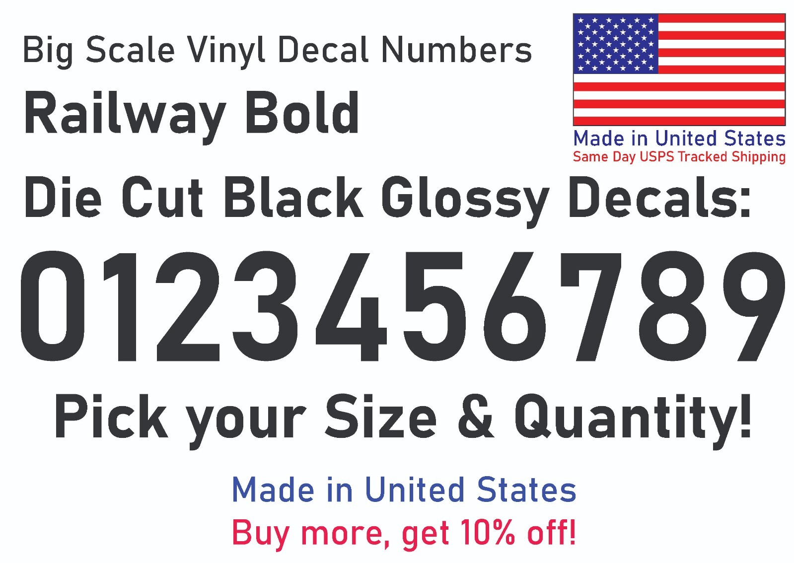 0-10 7&Prime;-32&Prime; Big Size Vinyl Die Cut Decal Numbers (Black), 6Yrs Outdoor Film