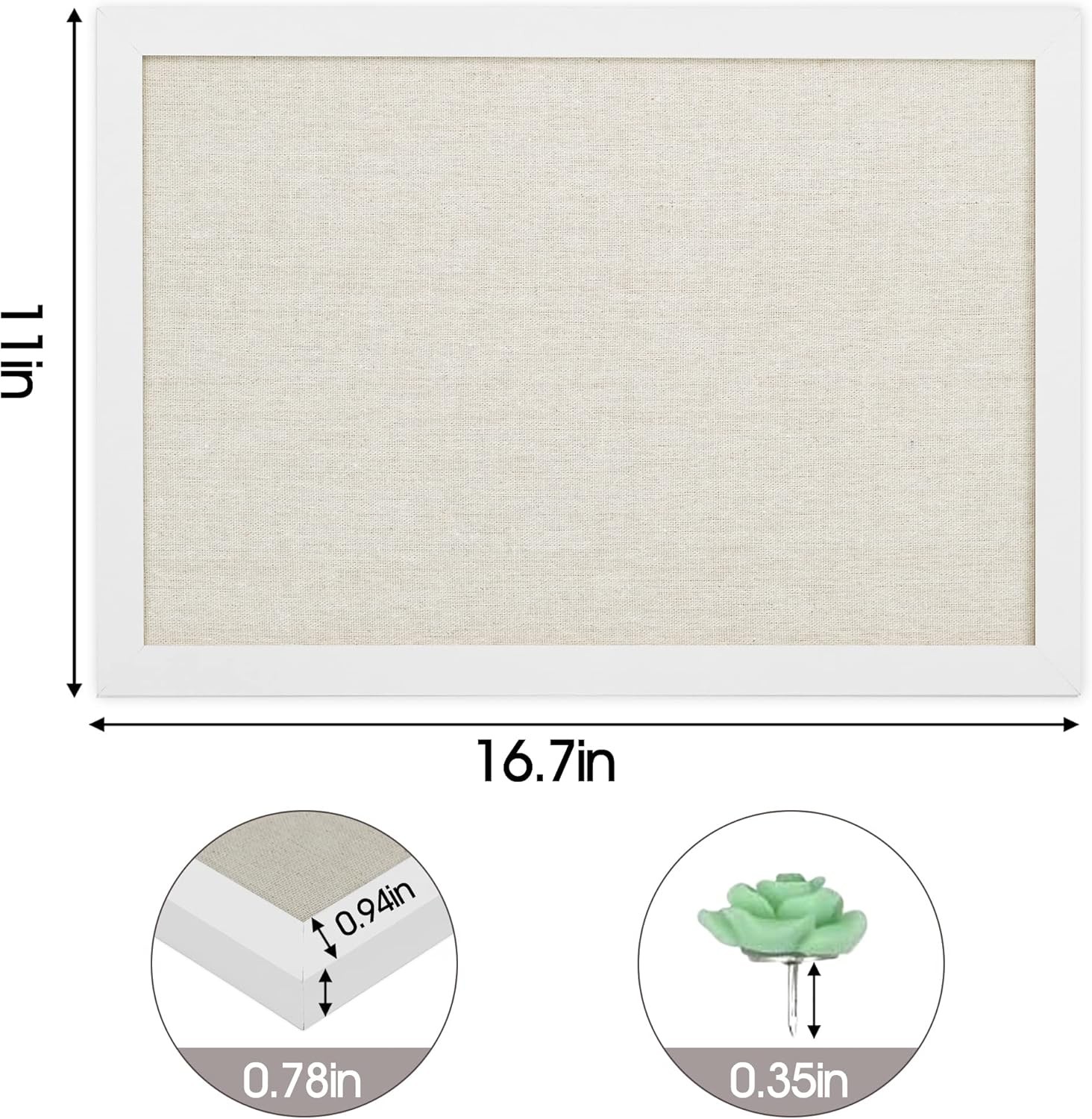 Cork Board Bulletin Board W/ Linen Corkboard Wall Mounted Pin Board for School