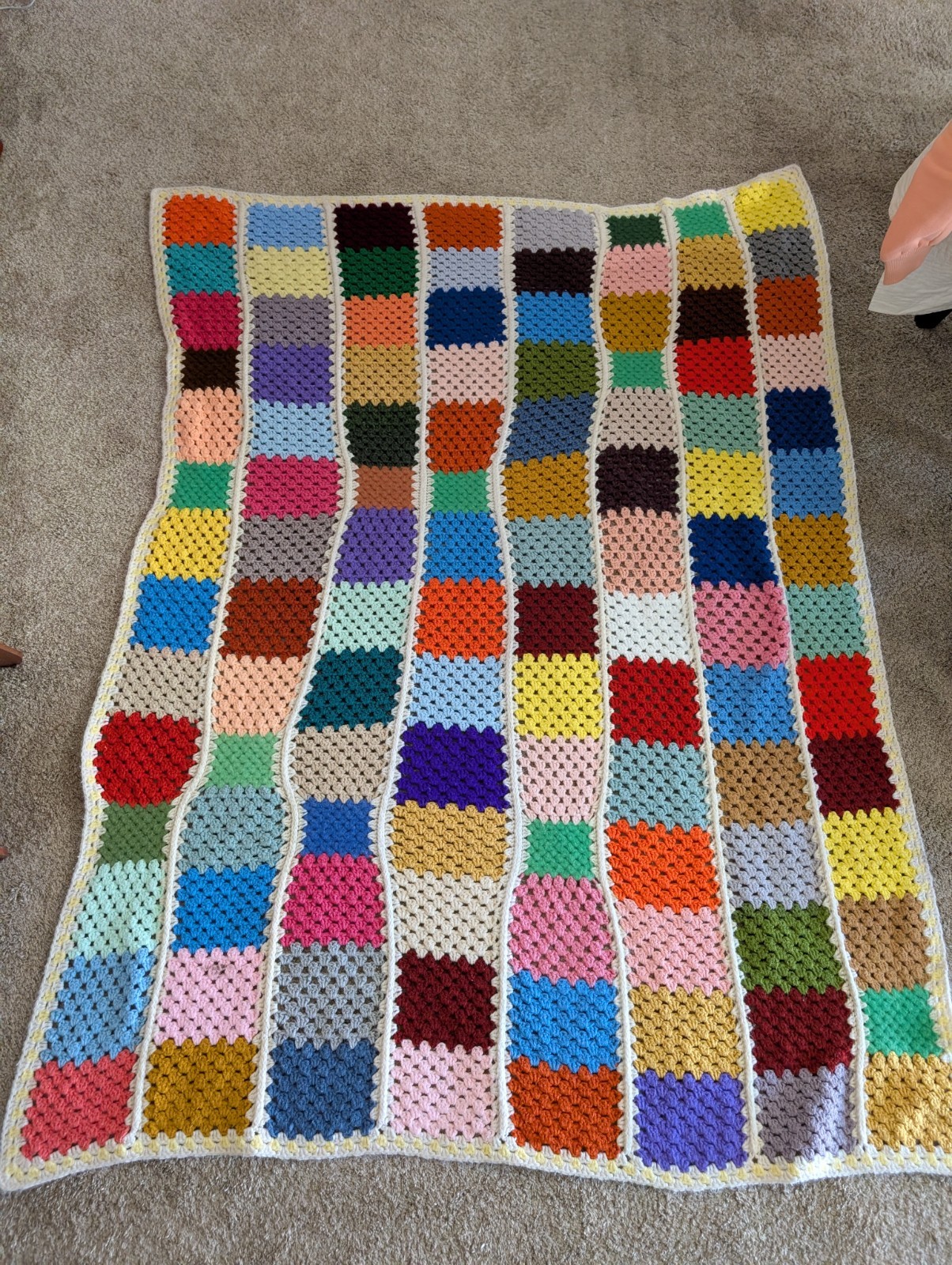 See Photos Vintage Handmade Granny Square Afghan Crochet Throw Blanket 50X70