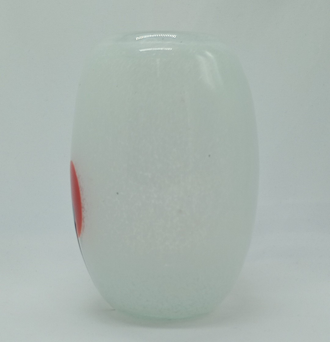 Flower Vase Modern Minimalist White Speckle Glass Vase With Red Flower 7&Prime; tall