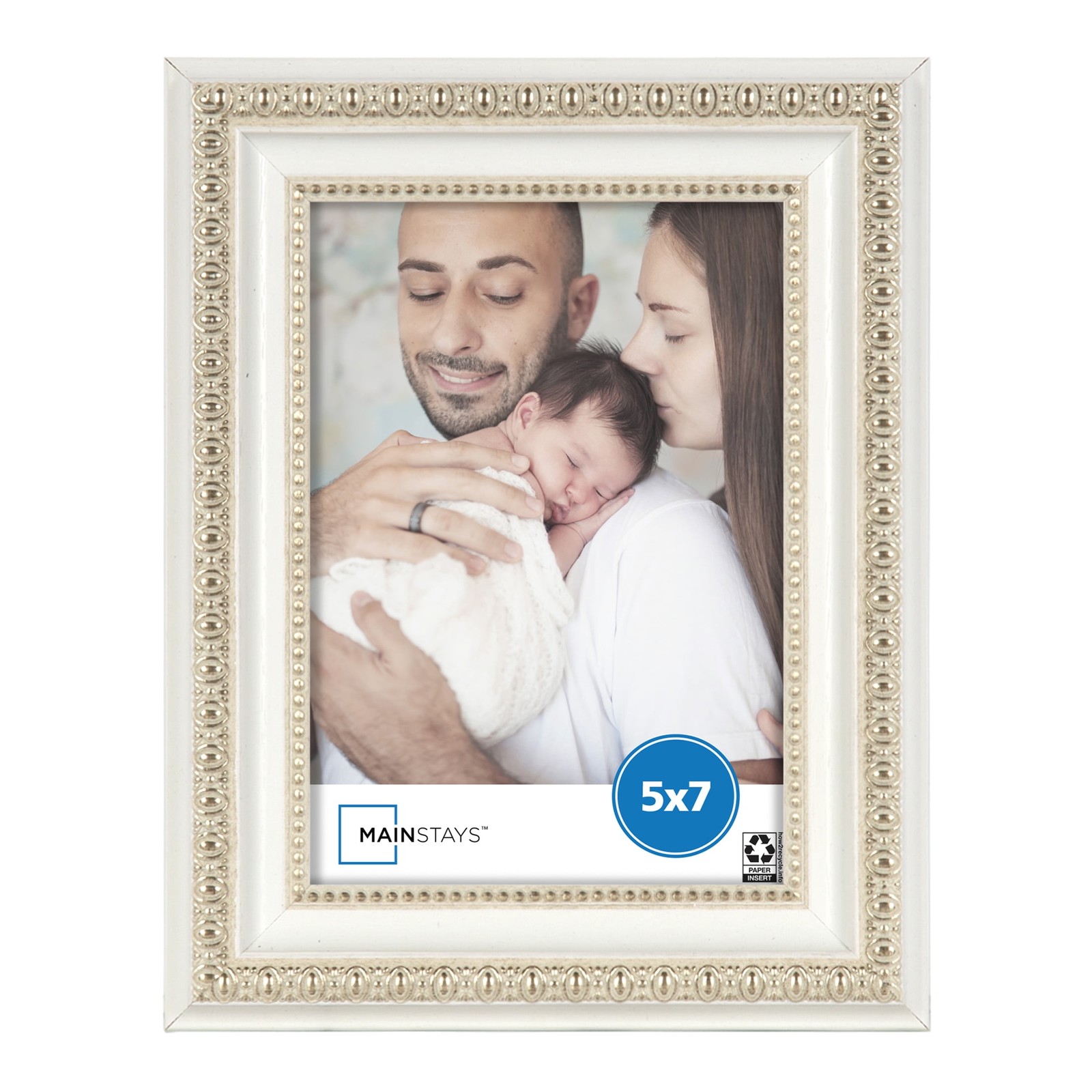 5×7 White Ornate Decorative Tabletop Picture Frame