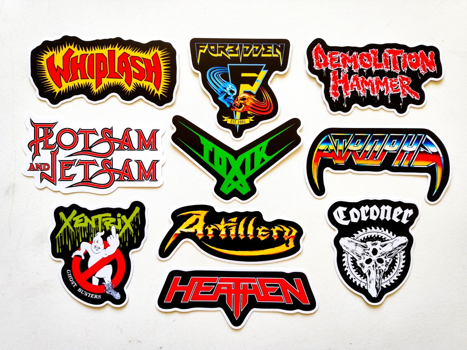 Thrash Metal Sticker Pack (10) Set 5 Heathen Xentrix Coroner Whiplash Forbidden