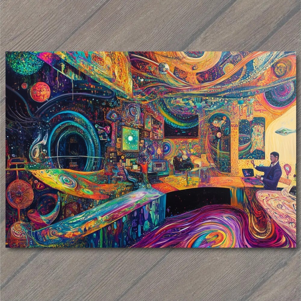 Art Print Bar Crazy Colorful Concert Crowd Psychedelic Street Art Illustration