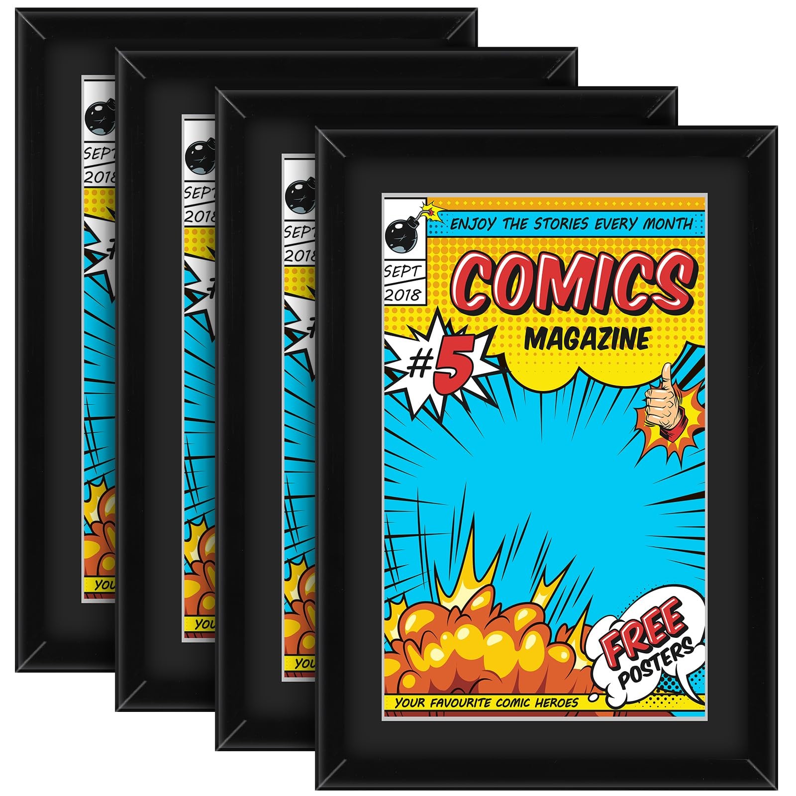 Geetery 4 Pack Comic Book Frame for Wall, UV Protection Comic Picture Magazin…