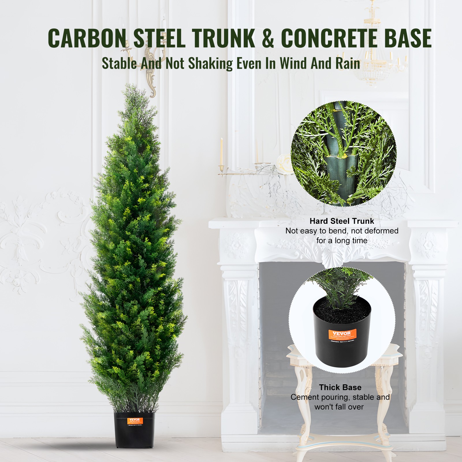 VEVOR 2 Pack 4ft Artificial Cedar Topiary Tree Plant UV Decor Indoor Outdoor