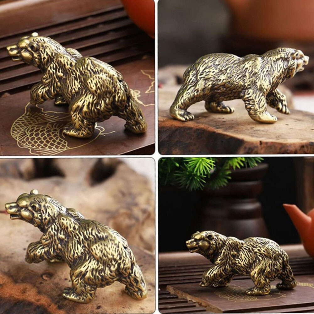 Solid Brass Bear Figurine Statue Animal Figurines Toy House Desktop Decoration