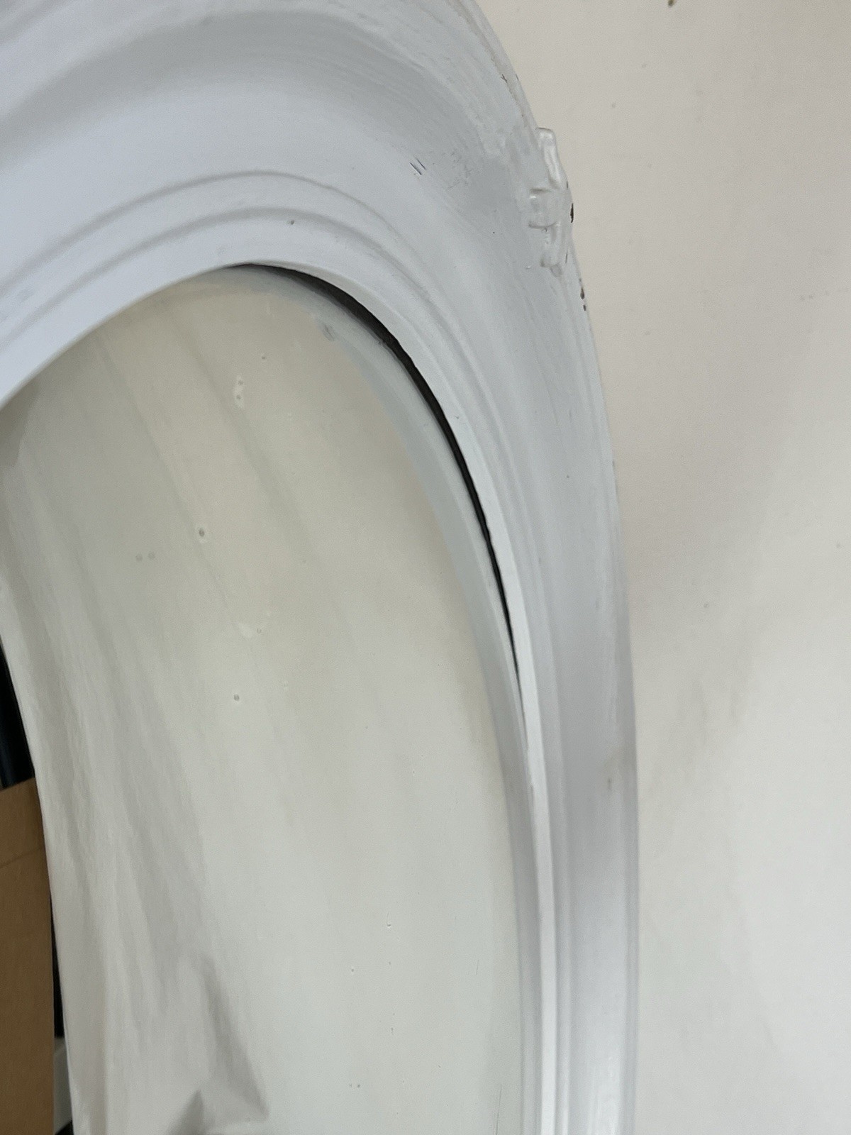 Vintage Round Wood Convex Mirror Painted White with X Accent Farmhouse Country