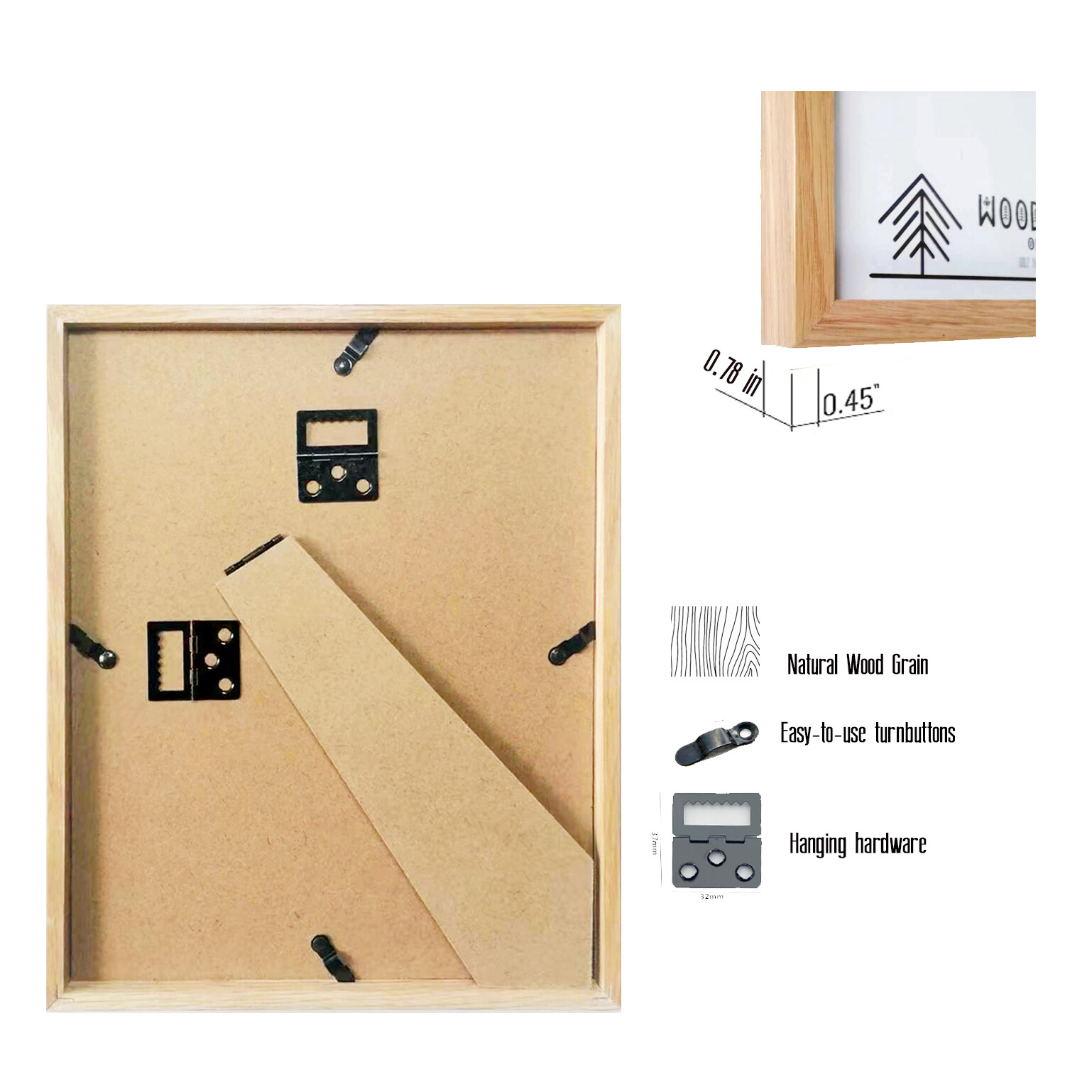 Oak Wood Picture Frames – Natural Solid Wood Glass Photo Frames Wall Tabletop