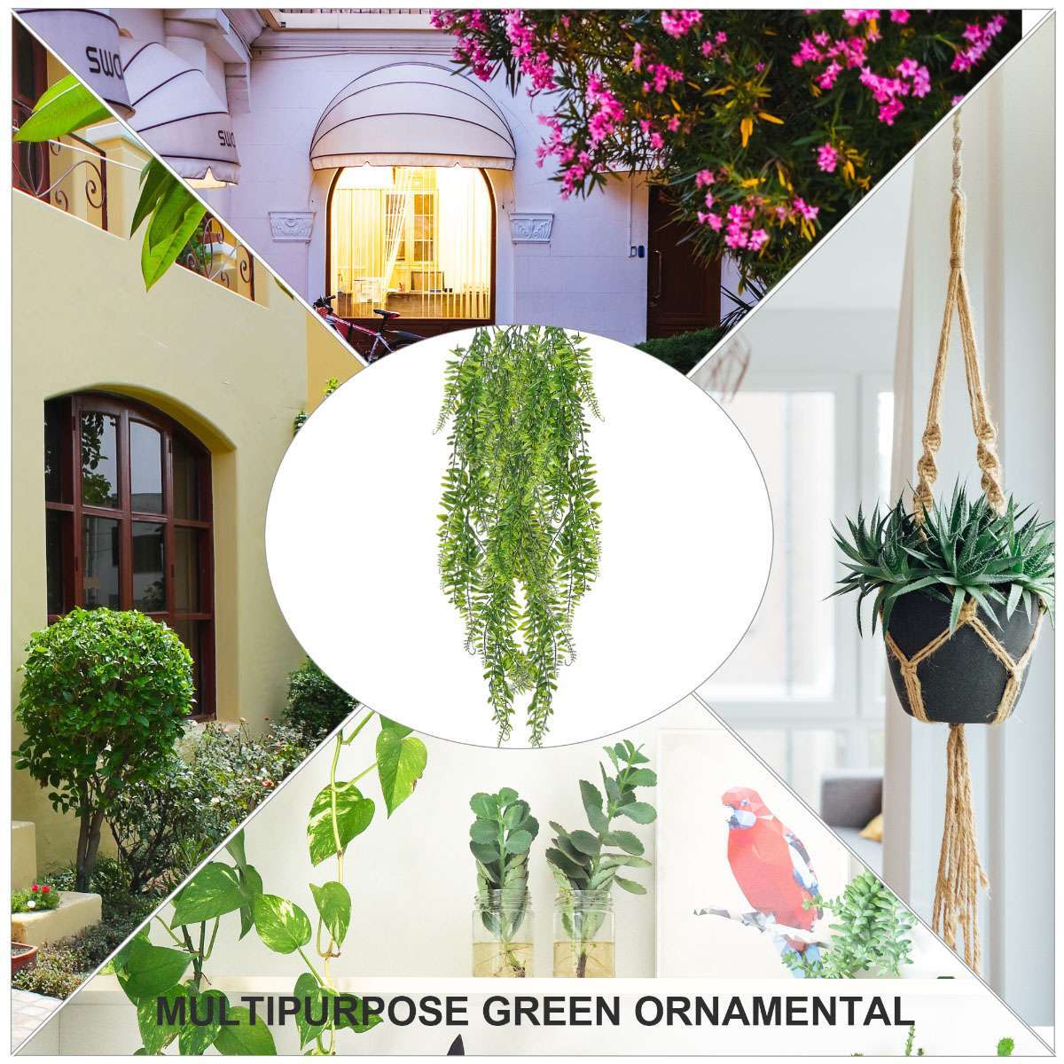 1/2/3Pcs Ferns Artificial Rattan Plastic Fake Hanging Plant Vine Outdoor Decor