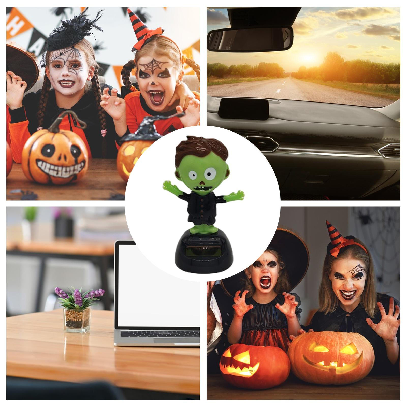 Solar Powered Halloween Bobble Dancer Toy Shaking Head Dolls Solar Dancing Toy