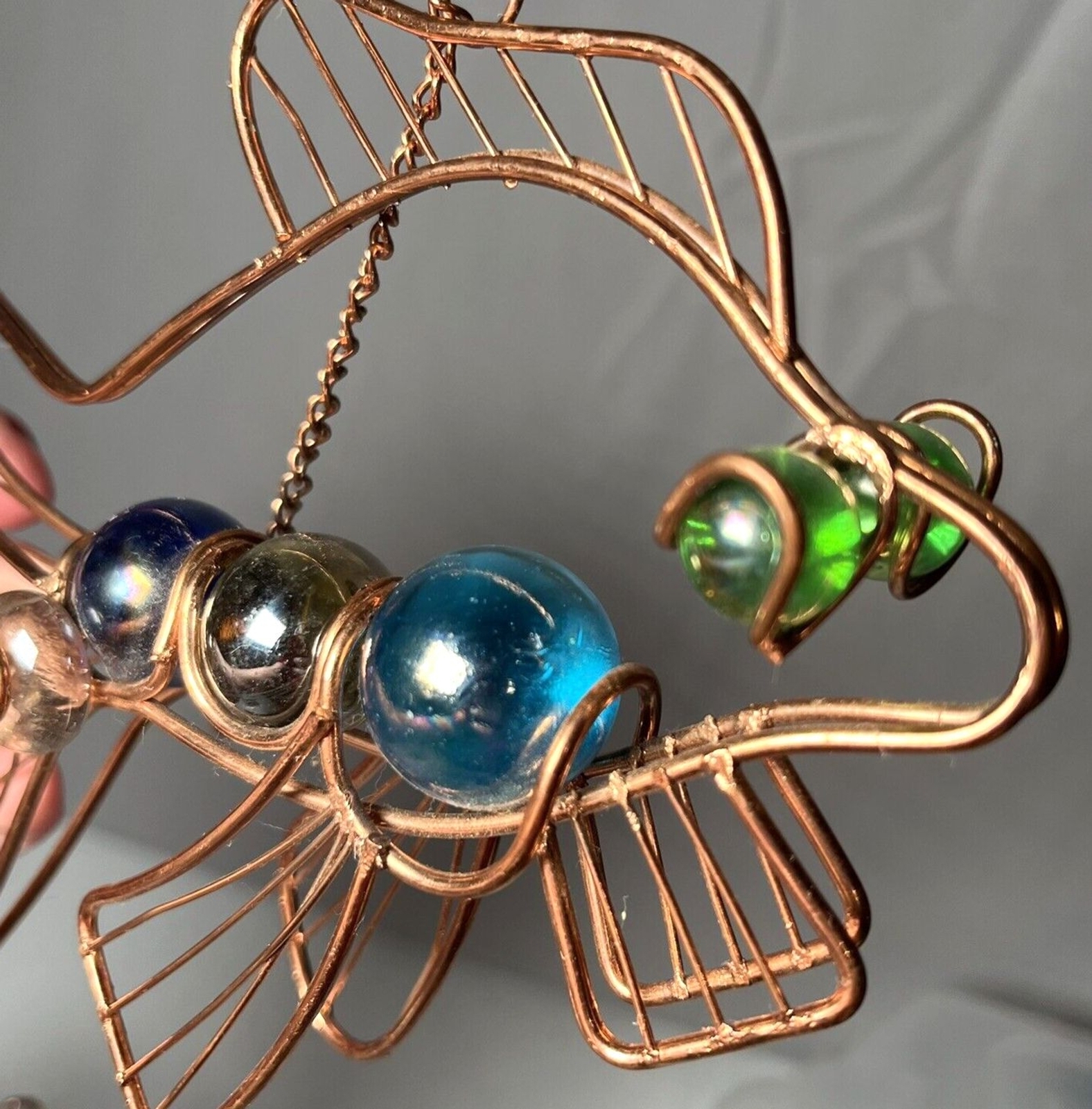 Copper Metal Glass Marbles Stones Fish HANGING Desk Decor 6&Prime; – 8&Prime; length