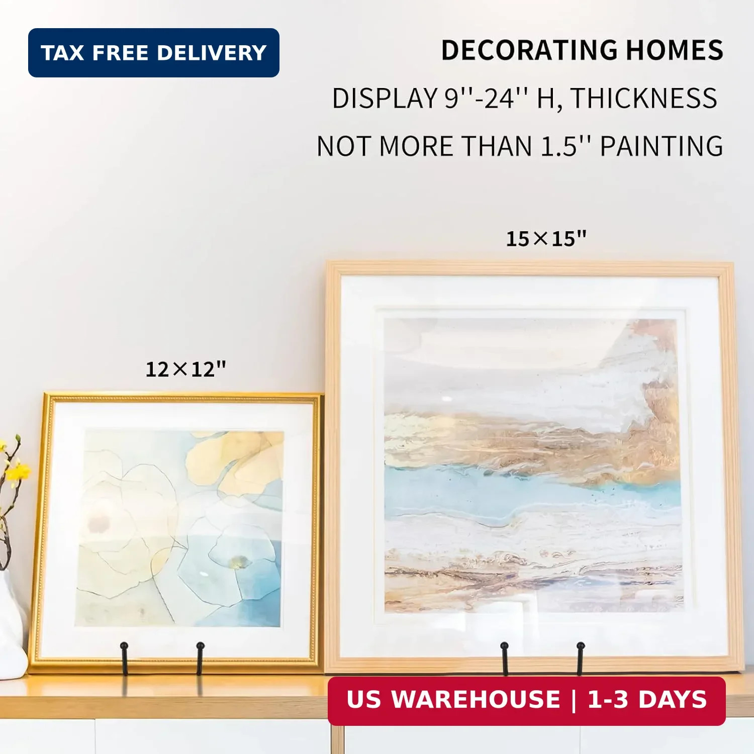 Decolore 8 Inch 3 Pack Black Metal Plate Holder Display Stands for Picture, Deco