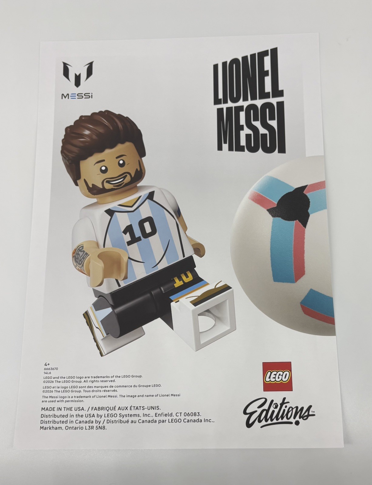 Lego Lionel Messi Poster – FIFA World Cup 2026 – Argentina