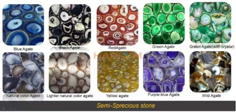 White Agate Stone Mirror Frame Stunning Wall Hanging Mirror Bathroom Decors